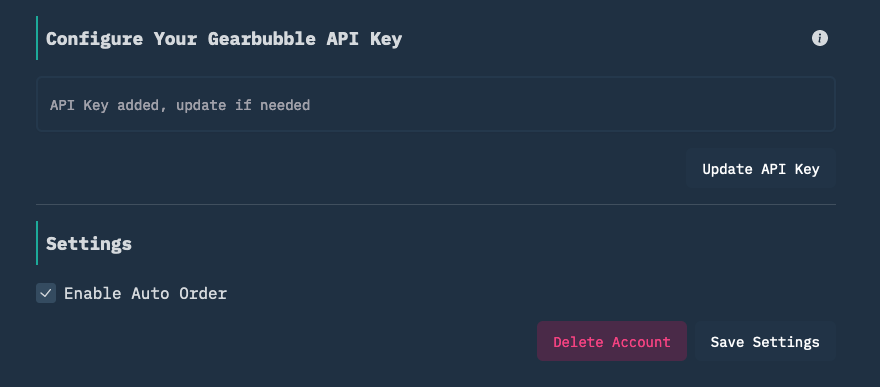 Entering supplier API keys in PODtomatic