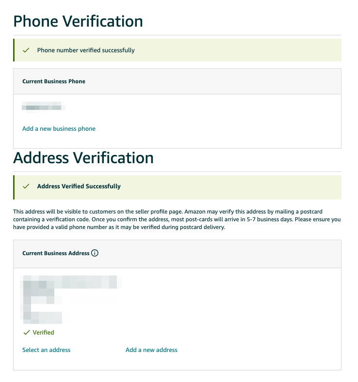 Amazon address verified successfully confirmation